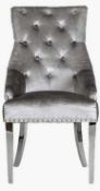 RRP £500 Boxed Arigi Bianchi Dark Grey Velvet Dining-Plain Back Chairs Wk2290Dgv