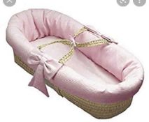 RRP £180 Boxed Burton Moses Basket In Pink