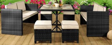 RRP £460 Boxed Getan 8 Seater Dining Set With Cushions