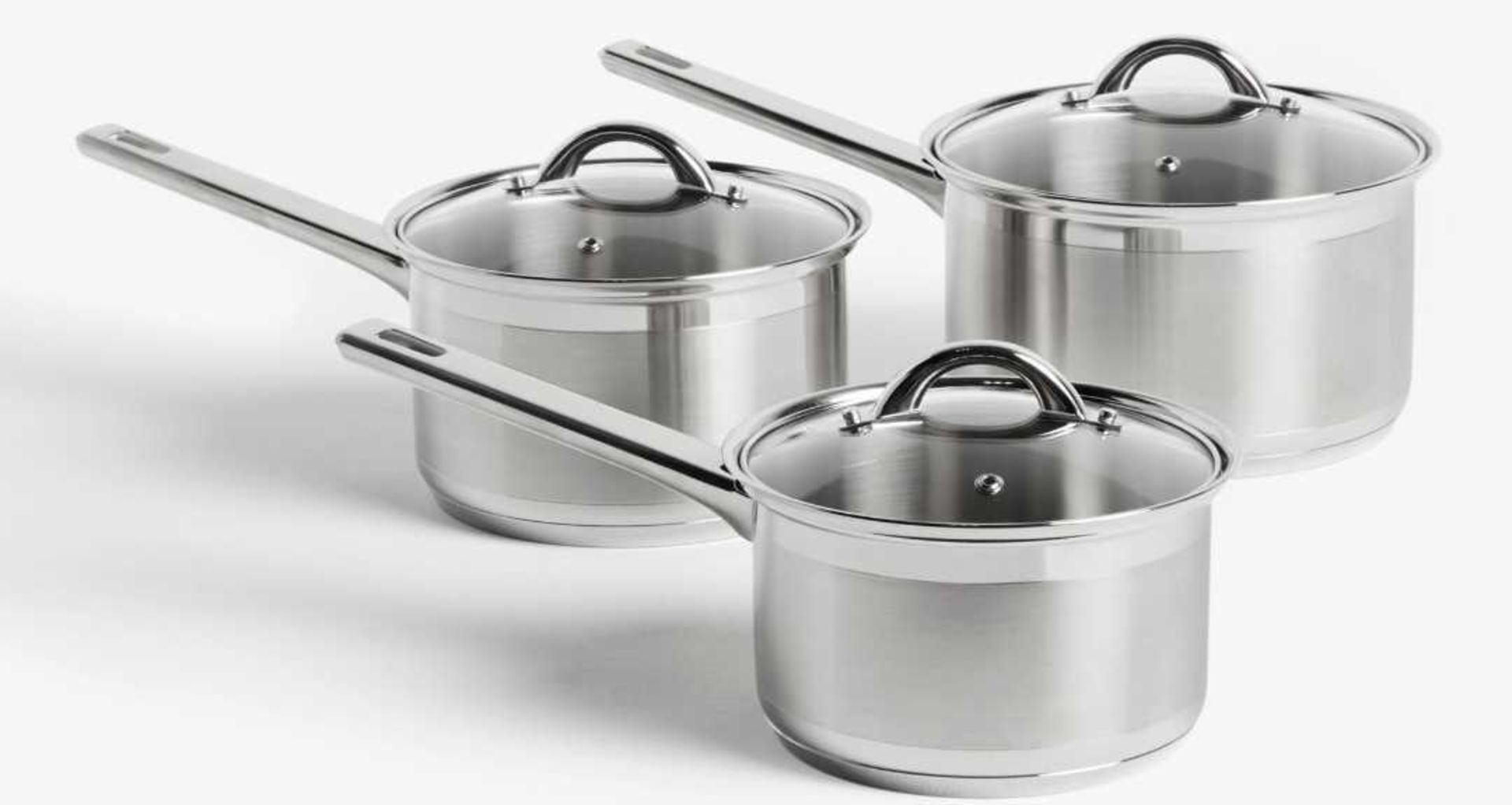 RRP £85 Boxed John Lewis The Pan 3 Piece Saucepan Set