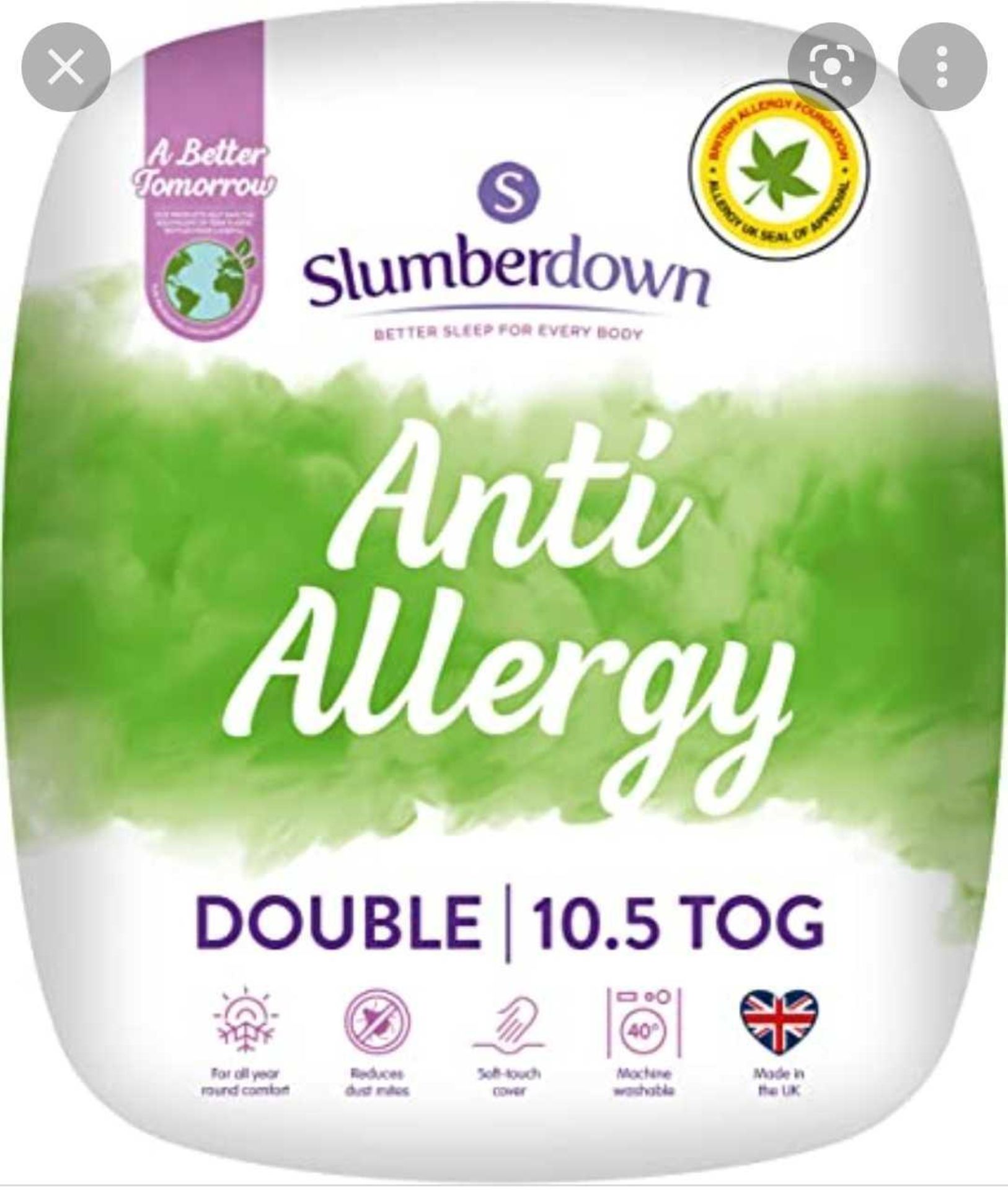 RRP £100 Lot To Contain 4 Bagged Brand New Slumberdown 13.5 Tog Anti Allergy Double Duvets