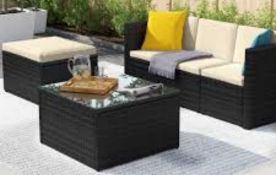 RRP £370 Boxed Myah 4 Seater Rattan Corner Sofa Set