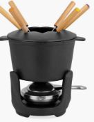 RRP £70 Boxed John Lewis Cast Iron Fondue With 6 Wooden Handle Forls