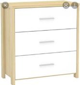 RRP £150 Boxed Cruz Chest Of 3 Drawers White Oak