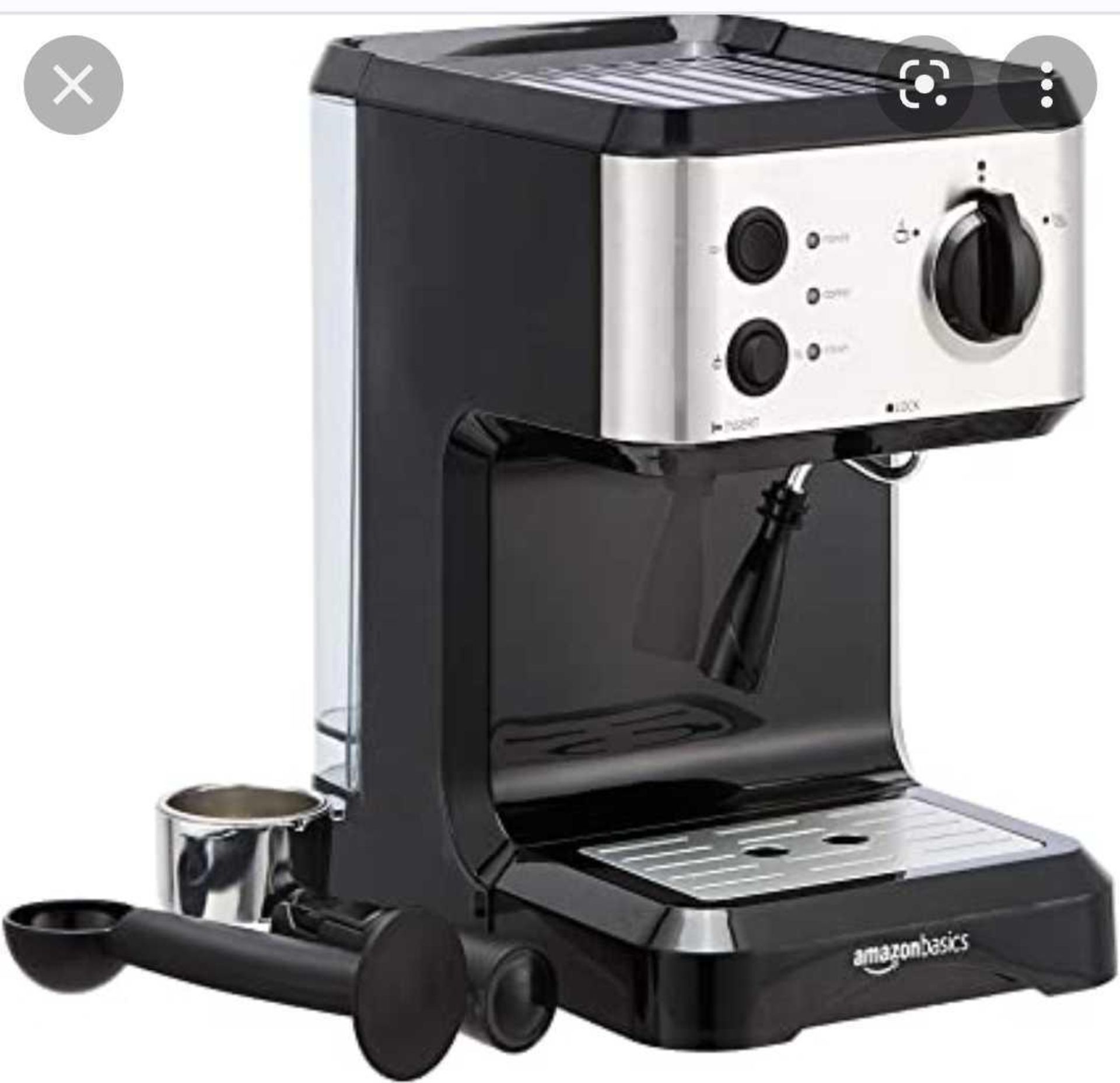RRP £100 Boxed Amazon Basics Espresso Coffee Maker - Image 2 of 2