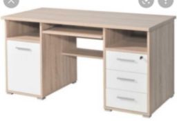 RRP £600 Boxed Germania Desk Combination Angles/Set Sonoma-Eiche/WeiÃ†(2 Boxes)