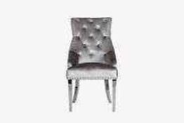 RRP £500 Boxed Set Of 2 Arigi Bianci Light Grey Velvet Dining Plain Back Chairs Wk2290Lgv