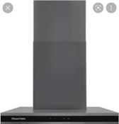 RRP £150 Boxed Russell Hobbs Rhgch603Ds 60Cm Wide Black Glass And Dark Steel T Shaped Chimney Hood