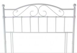 RRP £180 Boxed White Metal Double Bed Head Board