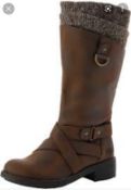 RRP £100 Boxed Rocket Dog Brown High Leather Boots Womens Size 3