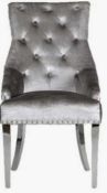 RRP £500 Boxed Set Of 2 Arigi Bianci Light Grey Velvet Dining Plain Back Chairs Wk2290Lgv