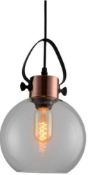 RRP £70 Boxed The Lighting Collection 1 Light Glass And Copper Pendant