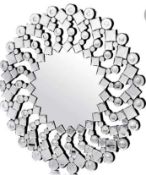 RRP £150 Boxed Jm By Julien Macdonald Floating Crystal Round Wall Mirror