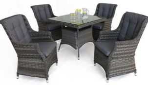 RRP £380 Boxed Grey/Black Four Seater Square Rattan Dining Set