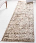 RRP £80 Unique Loom Sofia Collection Traditional Vintage Brown/Ivory Runner Rug (65X205)