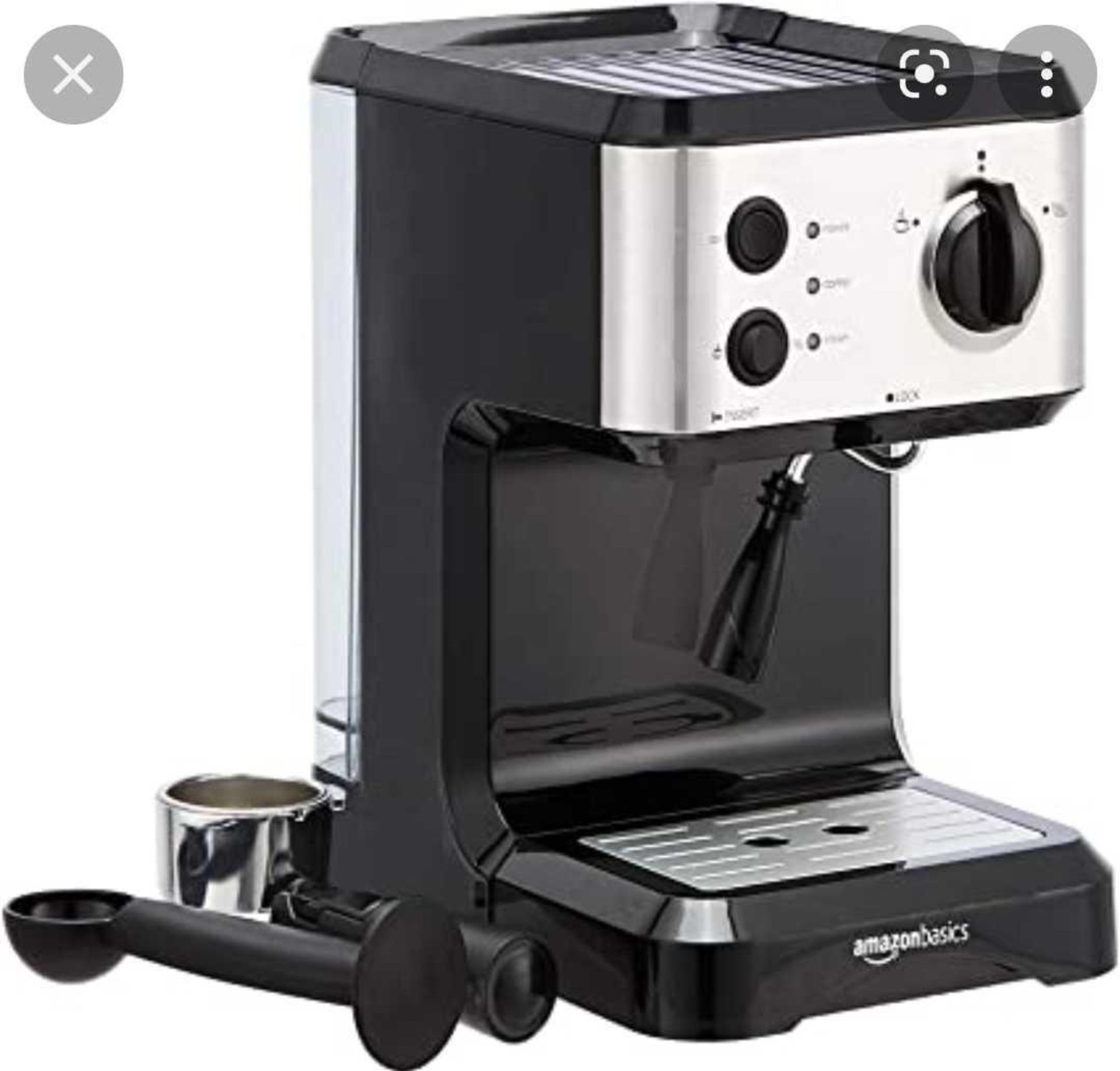 RRP £100 Boxed Amazon Basics Espresso Coffee Machine With Milk Frother