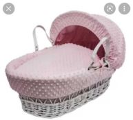 RRP £100 Bagged Burton Pink Baby Moses Basket