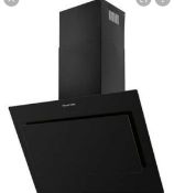 RRP £230 Boxed Russell Hobbs 90Cm Wide Angled Black Glass Chimney Cooker Hood