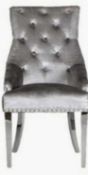 RRP £500 Boxed Arigi Bianci Light Grey Dining Diamond Stitched Back Velvet Chairs