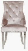 RRP £500 Set Of 2 Arigi Bianci Mink Velvet Dining Diamond Stitched Back Chairs