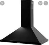 RRP £230 Boxed Russell Hobbs 90Cm Wide Angled Black Glass Chimney Cooker Hood