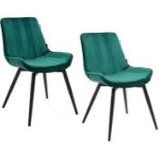 RRP £200 Boxed Set Of 2 Ronda Upholstery Velvet Dining Chairs