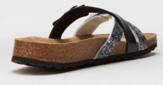 RRP £70 Boxed Bonova Sparkle Cross Over Footbed Sandal Uk Size 4