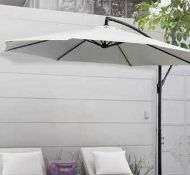 RRP £100 Boxed Outsunny 3M Banana Cream White Garden Parasol