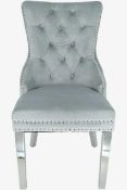 RRP £220 Boxed Set Of 2 Lujan Grey Upholstery Velvet Dining Chairs