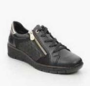RRP £60 Boxed Pair Of Size 6.5 Rieker Mix Material Black Shoes