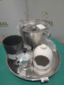 RRP £150 Lot To Contain X5 Items, Silver Serving Tray, Silver Cafetiere, Champagne Bucket And More