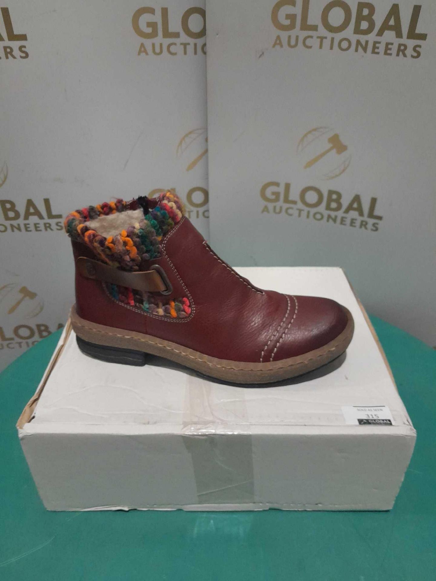 RRP £75 Boxed Pair Of Size 4 Outlet Rieker Wool Lined Ankle Boot With Strap Detail - Image 2 of 2