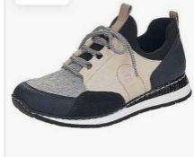 RRP £80 Boxed Rieker Black/Cream/Grey Trainers In Uk Size 5