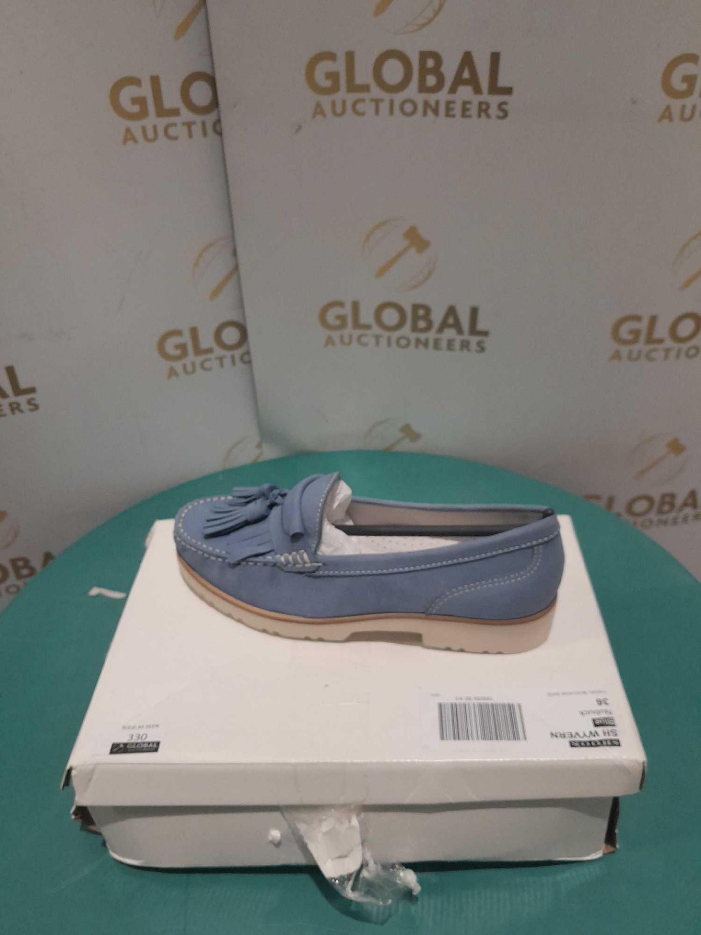 RRP £100 Boxed Shoon Blue Loafers Size Uk 3 - Image 2 of 2