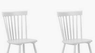 RRP £150 Boxed Set Of 2 White Wooden Slat Back Dining Chairs