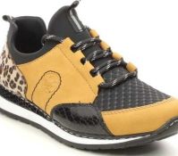 RRP £70 Boxed Rieker Yellow/ Leopard Print Trainers In Uk Size 7