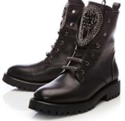 RRP £140 Boxed Moda In Pelle Black Leather Chantenay Boots In Uk Size 6