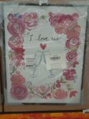 RRP £120 Stupell Home Decor Collection I Love Us Flower And Glasses Wall Art
