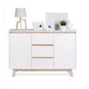 RRP £350 Boxed Furniture In Fashion Optra Sideboard In White Oak Trim With 2 Doors