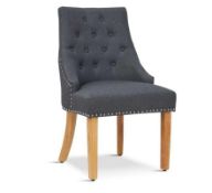 RRP £320 Boxed Mmilo Dark Grey Natural Wood Fabric Dining Chair