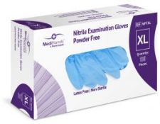 RRP £100 LOT to contain MediHands Nitrile Gloves Large, Blue Heavy Duty Disposable Gloves, Powder Fr