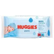 RRP £1308 LOT to contain Huggies Pure, Baby Wipes, 18 Packs (1008 Wipes Total) - 99 Percent Pure Wat