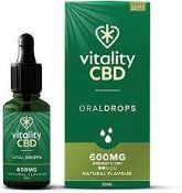 RRP £750 LOT to contain "Vitality CBD Natural Flavour Oral Drops in Hemp Seed Oil, 600mg, 30ml Bulk