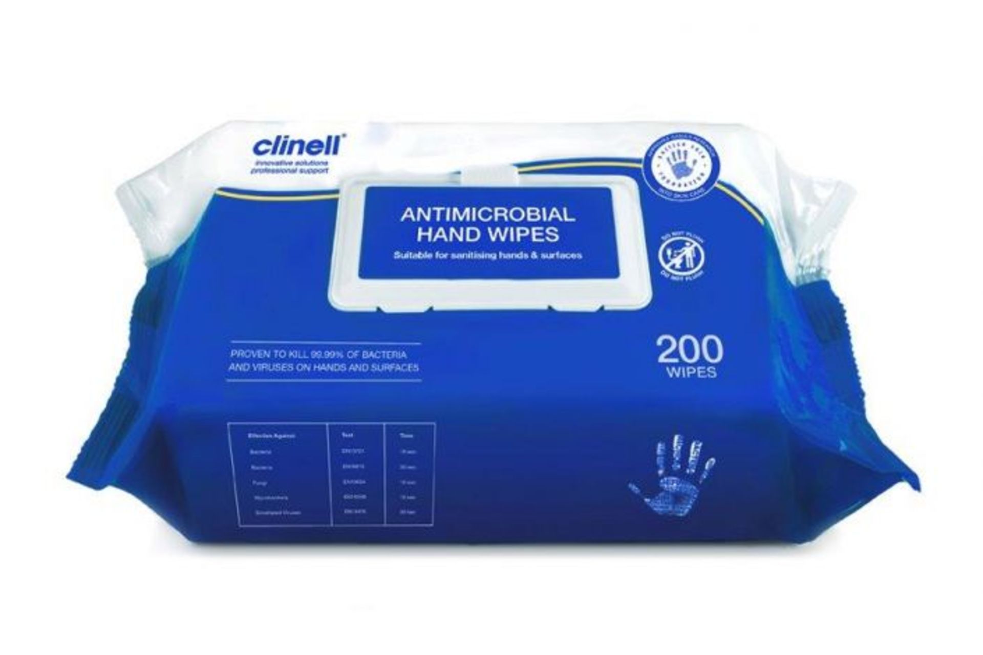 RRP £2435 LOT to contain Clinell Antibacterial Hand Wipe Suitable for Hands and Surfaces, Pack of 20