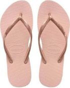 RRP £240 Box To Contain 12 Brand New Pairs Of Havaianas Size 45/46 Rosa Ballet Flip Flops