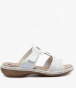 RRP £70 Boxed Pair Of Size 4 Rieker Slip On White Mules