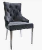 RRP £500 Boxed Arigi Bianci Light Grey Velvet Dining Olain Back Chairs Set Of 2 Wk2290Lgv