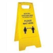 RRP £100 Lot To Contain 10 Brand New Social Distancing Yellow Signs
