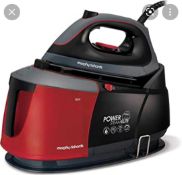 RRP £180 Boxed Morphy Richards Auto-Clean Power Steam Elite Steam Generator Iron, Black/Red