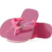 RRP £100 Lot To Contain 5 Boxed Brand New Pairs Of Havaianas Size 33/34 Brazil Logo Pink Porcelain F
